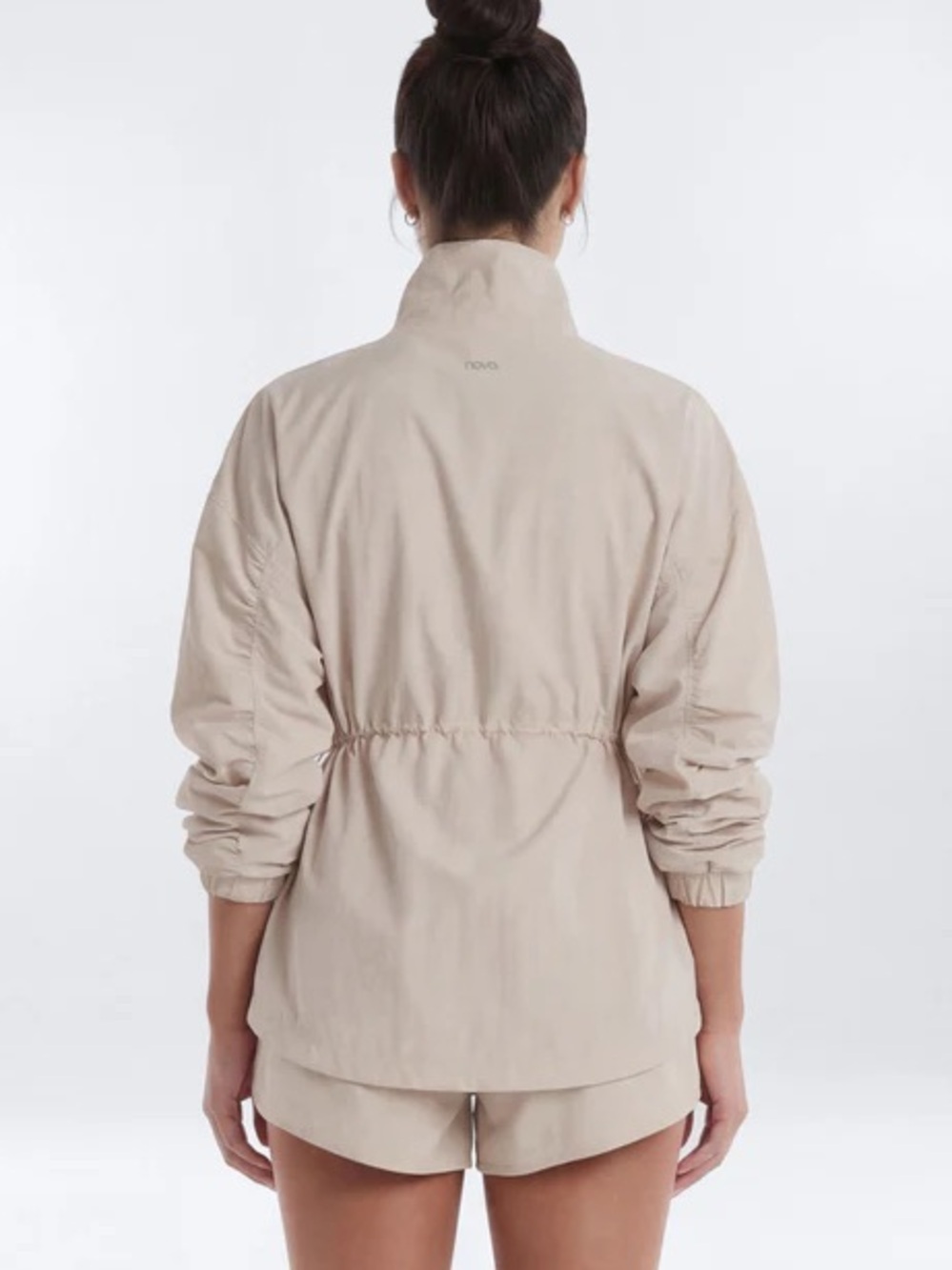 Cream Ruched Funnel Neck Jacket - Picture 13 of 17